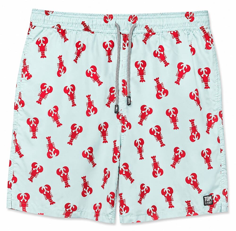 Tom & Teddy Light Blue Swim Shorts with Red Crabs XXL